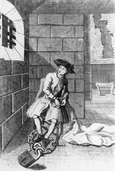 Jack Shepperd im Newgate-Gefängnis, 1724 von English School